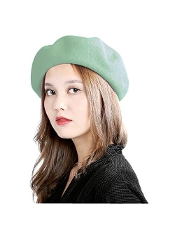 Tophope 90% Wool10% Nylon Knitted French Artist Style Classic Solid Color Wool Berets Beanies Cap Hats