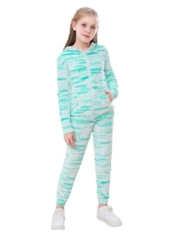 V.&GRIN Girls Tracksuit Outfits Velour Sweatsuits Zip Hoodie and Sweatpants Jogger Clothes Set