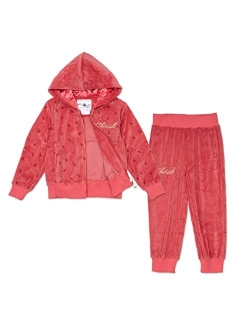 NOONOOJOOJOO Kids Baby Girls Tracksuit Velour Hooded Jogger Pants Set Sweatsuit 2-10Years Gift