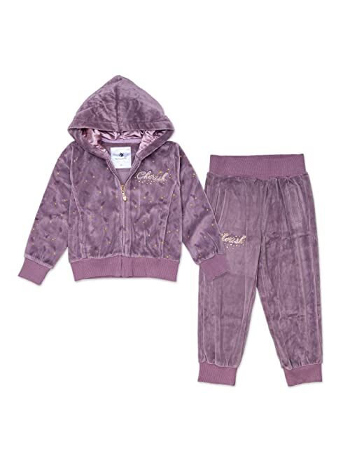 NOONOOJOOJOO Kids Baby Girls Tracksuit Velour Hooded Jogger Pants Set Sweatsuit 2-10Years Gift