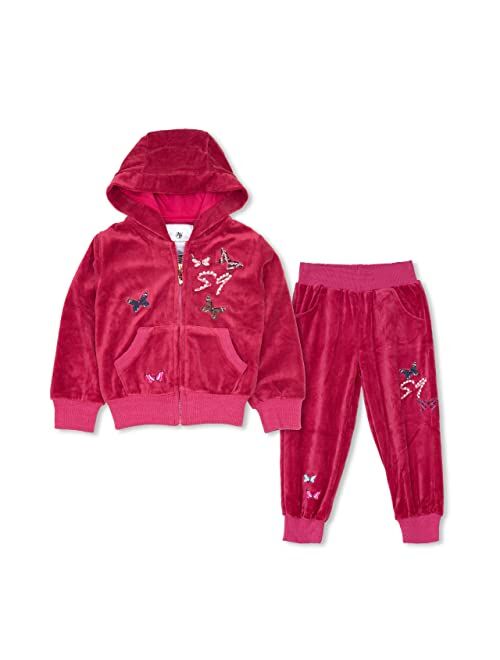 NOONOOJOOJOO Kids Baby Girls Tracksuit Velour Hooded Jogger Pants Set Sweatsuit 2-10Years Gift