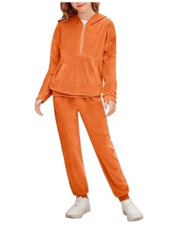 Girls 2 Piece Outfits Tracksuits Long Sleeve Sweatshirts and Sweatpants Sweatsuits Activewear Sets