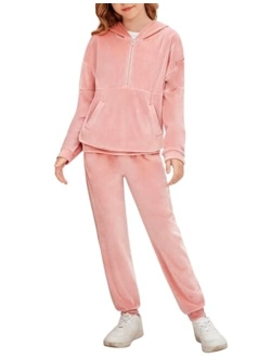 Girls 2 Piece Outfits Tracksuits Long Sleeve Sweatshirts and Sweatpants Sweatsuits Activewear Sets
