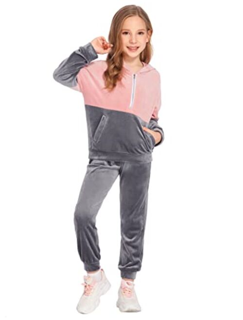 Arshiner Girls 2 Piece Outfits Tracksuits Long Sleeve Sweatshirts and Sweatpants Sweatsuits Activewear Sets