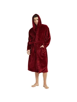 U2SKIIN Mens Hooded Robe, Plush Robes for Men Long Fleece Bathrobe