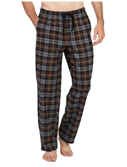 Men's Pajama Pants, Plaid Sleepwear Lounge & Sleep PJ Bottoms with Pockets and Drawstring M39 Flannel/M128 Fleece