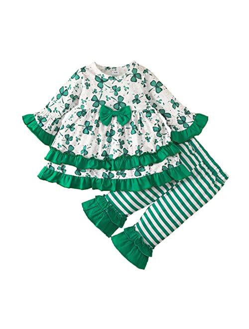 GBSELL 2023 Kids Baby Girl Clothes Toddler Sunflower Outfit Ruffle Sleeve Shirt Pant Set with Headband Fall Winter Clothing