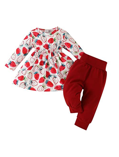 GBSELL 2023 Kids Baby Girl Clothes Toddler Sunflower Outfit Ruffle Sleeve Shirt Pant Set with Headband Fall Winter Clothing