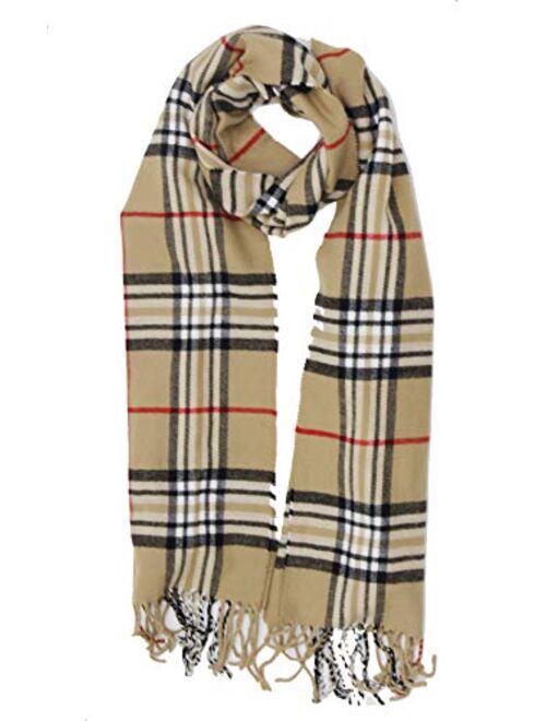 Cirrus New Soft Cashmere Feel Plaid Check and Solid Winter Scarf