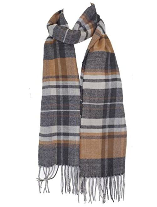 Cirrus New Soft Cashmere Feel Plaid Check and Solid Winter Scarf