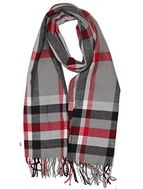 Cirrus New Soft Cashmere Feel Plaid Check and Solid Winter Scarf