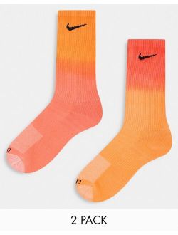 Everyday Plus Cushioned dip-dye 2 pack crew socks in orange