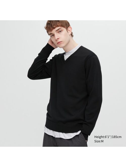 UNIQLO Extra Fine Merino V-Neck Long-Sleeve Sweater