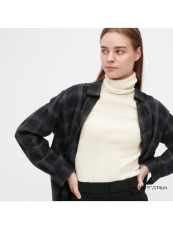 Extra Fine Merino Ribbed Turtleneck Long-Sleeve Sweater