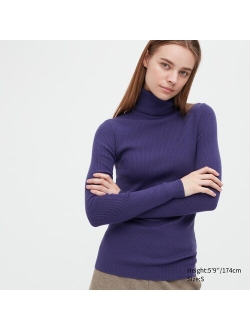 Extra Fine Merino Ribbed Turtleneck Long-Sleeve Sweater