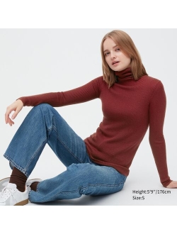 Extra Fine Merino Ribbed Turtleneck Long-Sleeve Sweater