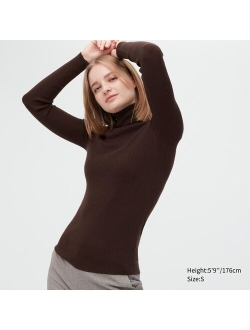 Extra Fine Merino Ribbed Turtleneck Long-Sleeve Sweater