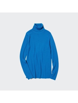 Extra Fine Merino Ribbed Turtleneck Long-Sleeve Sweater