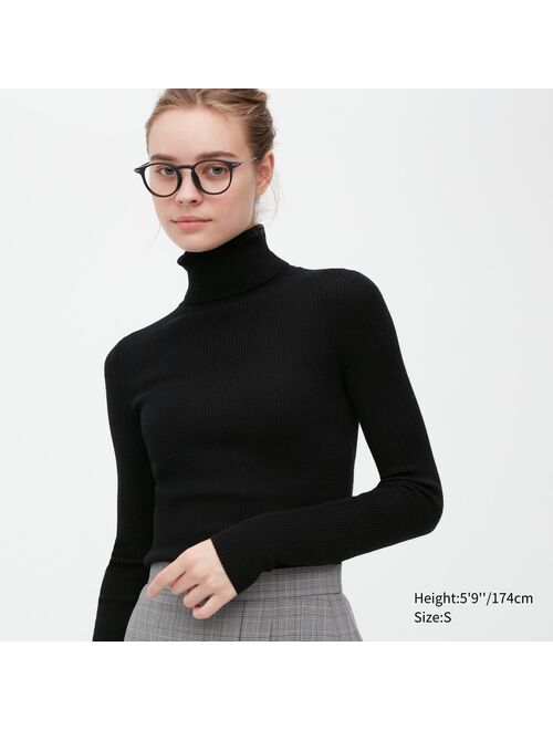 Uniqlo Extra Fine Merino Ribbed Turtleneck Long-Sleeve Sweater