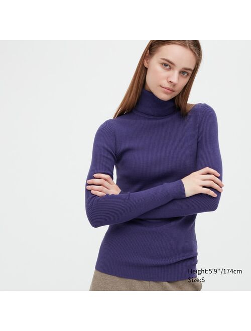 Uniqlo Extra Fine Merino Ribbed Turtleneck Long-Sleeve Sweater