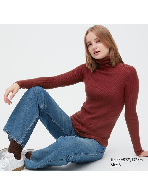 Uniqlo Extra Fine Merino Ribbed Turtleneck Long-Sleeve Sweater