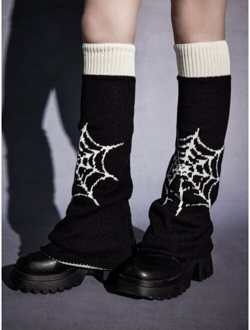 ROMWE Goth Spider Web Pattern Leg Warmers