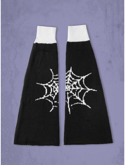 ROMWE Goth Spider Web Pattern Leg Warmers