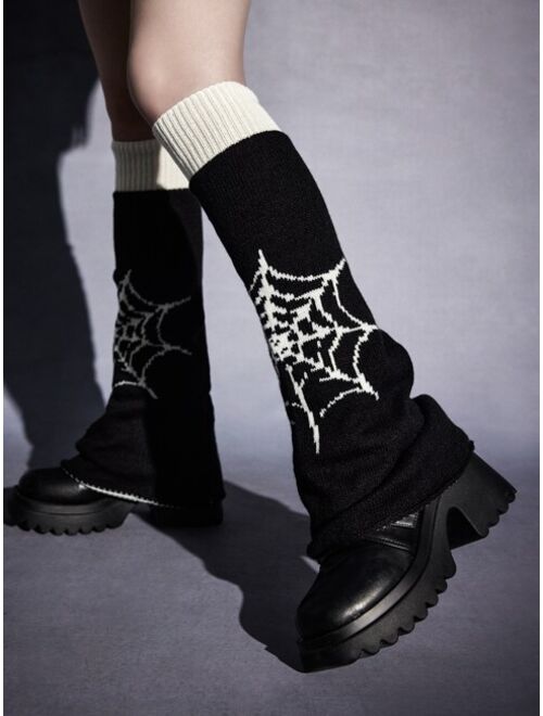 ROMWE Goth Spider Web Pattern Leg Warmers