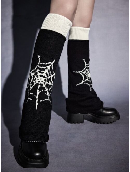 ROMWE Goth Spider Web Pattern Leg Warmers