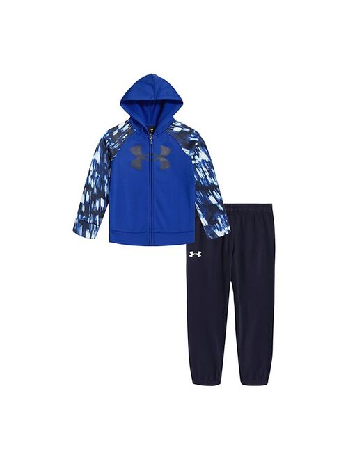 Boys 4-7 Under Armour UA Trails Zip-Up Raglan Logo Graphic Hoodie & Jogger Pants Set