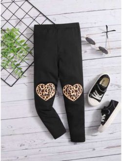 Toddler Girls Heart & Leopard Print Leggings