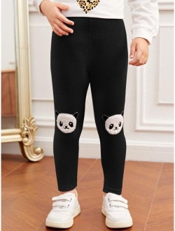 Toddler Girls Cartoon Patched Detail Leggings