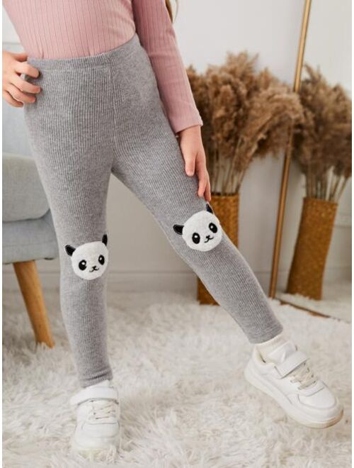 SHEIN Toddler Girls Cartoon Patched Detail Leggings