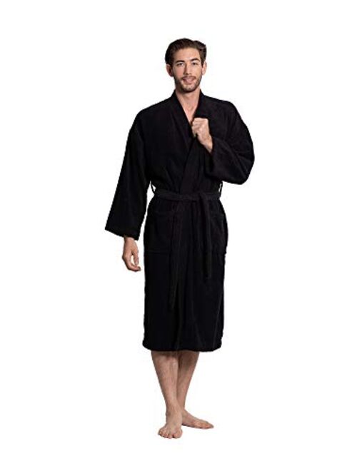 Turkuoise Turkish Towel Turkuoise Men's 100% Cotton Turkish Terry Cloth Kimono Collar Soft and Absorbent Bathrobes