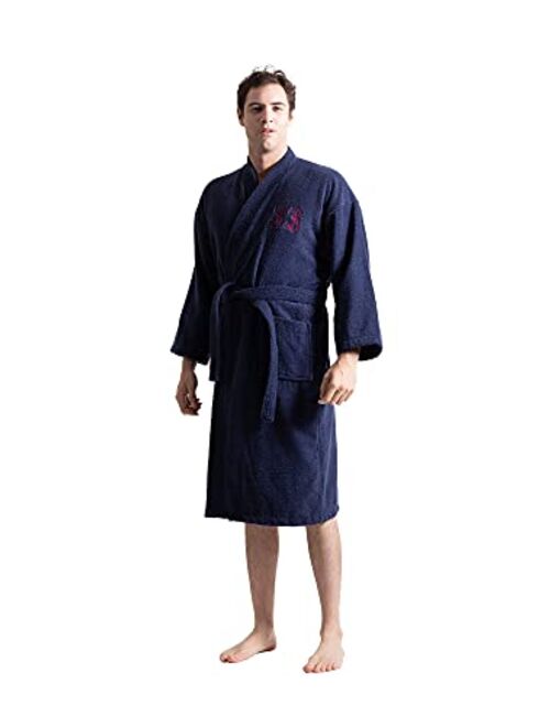 Turkuoise Turkish Towel Turkuoise Men's 100% Cotton Turkish Terry Cloth Kimono Collar Soft and Absorbent Bathrobes