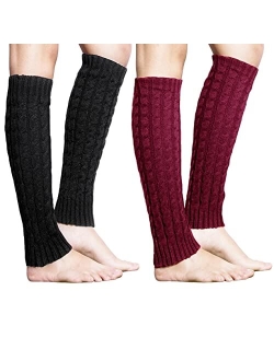 Loritta 2 Pairs Women Knit Leg Warmers Winter Warm Long Boot Socks