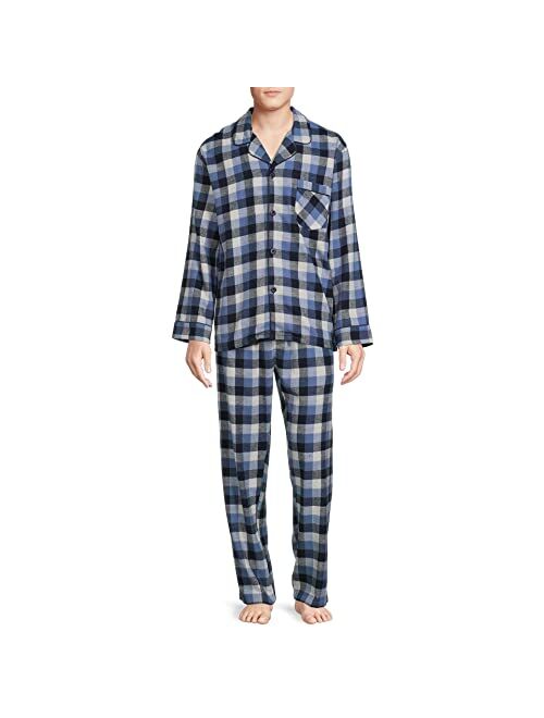 Hanes Men's 100% Cotton Flannel Plaid Pajama Top and Pant Set