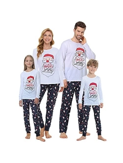 VENTELAN Family Matching Christmas Pajamas Set Holiday Santa Claus Sleepwear Xmas PJS Set for Couples and Kids