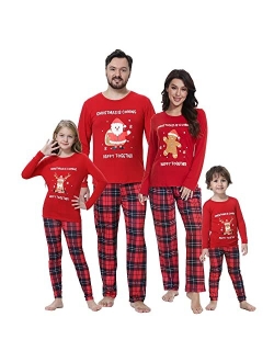 VENTELAN Family Matching Christmas Pajamas Set Holiday Santa Claus Sleepwear Xmas PJS Set for Couples and Kids