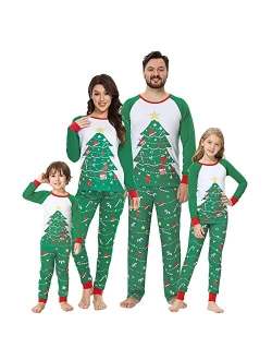 VENTELAN Family Matching Christmas Pajamas Set Holiday Santa Claus Sleepwear Xmas PJS Set for Couples and Kids