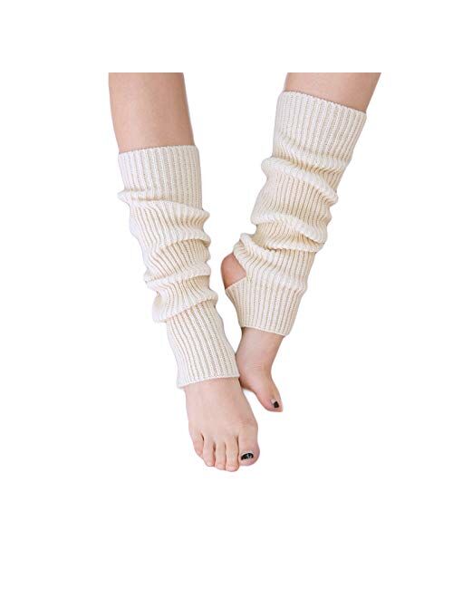 AWOCAN Ballet Leg warmers for girls Knitted Stirrup Leg Warmers for women Winter Extra Soft long leg warmers for Yoga Dance