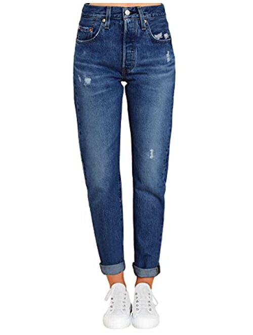 Vetinee Women's High Rise Destroyed Boyfriend Jeans Washed Distressed Ripped Denim Pants