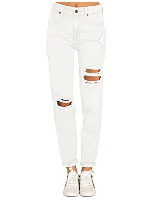 Vetinee Women's High Rise Destroyed Boyfriend Jeans Washed Distressed Ripped Denim Pants