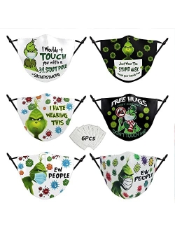 Generic Merry Christmas Face Mask for Women Men 6 Pack - Washable Reusable Cloth Face Masks for Adult Xmas Gifts - Style2