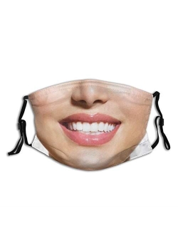 goincrond Smile Lips Face Mask Scarf, Reusable Adult Mouth Mask With 2 Filters, For Women & Men Outdoor