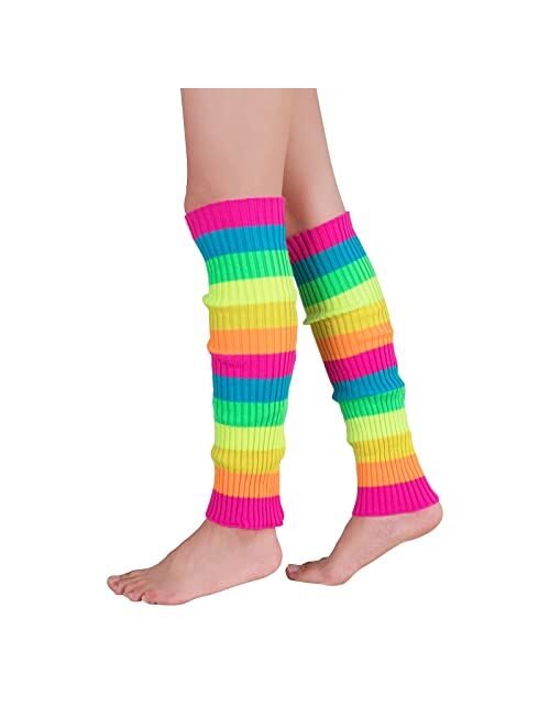 American Trends Leg Warmers for Women Girls 80s Ribbed Leg Warmer for Neon Party Knitted Fall Winter Sports Socks