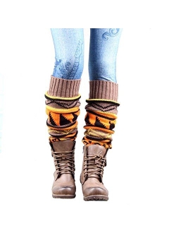 VIGVOG Women Boho Knitted Boot Gaiters Long Leg Warmer