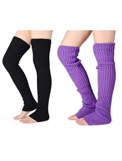 Pareberry Women's Winter Over Knee High Footless Socks Knit Warm Long Leg Warmers