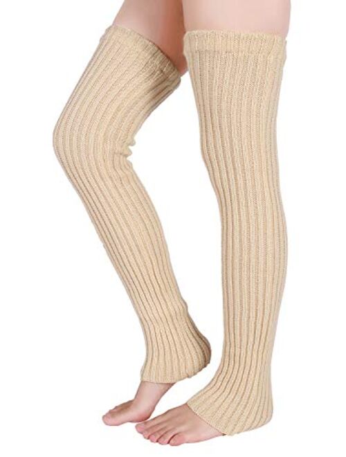 Pareberry Women's Winter Over Knee High Footless Socks Knit Warm Long Leg Warmers