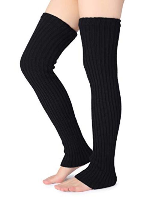 Pareberry Women's Winter Over Knee High Footless Socks Knit Warm Long Leg Warmers